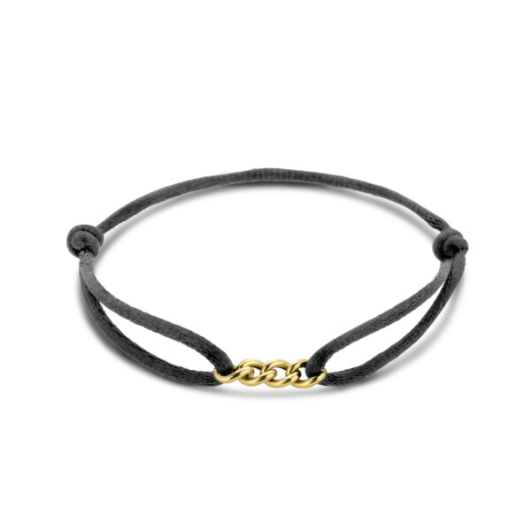 armband satijn 13 - 26 cm 14K goud met rubber/nylon/leer