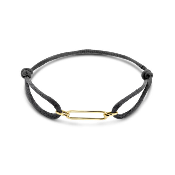 armband satijn 13 - 26 cm 14K goud met rubber/nylon/leer