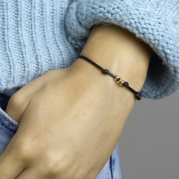 armband satijn 14K goud met rubber/nylon/leer - Afbeelding 3