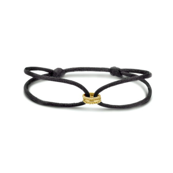 armband satijn 14K goud met rubber/nylon/leer