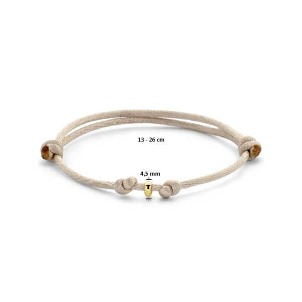 armband satijn beige 13 - 26 cm 14K goud met rubber/nylon/leer - Afbeelding 3