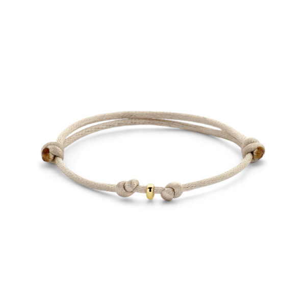 armband satijn beige 13 - 26 cm 14K goud met rubber/nylon/leer