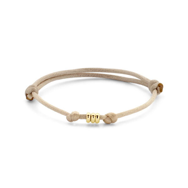 armband satijn beige 13 - 26 cm 14K goud met rubber/nylon/leer