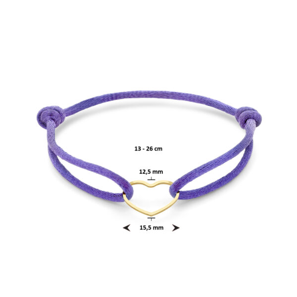 armband satijn hart 13 - 26 cm zilver verguld (met rubber/nylon/etc) - Afbeelding 3
