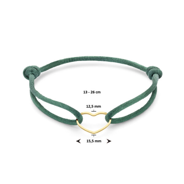 armband satijn hart 13 - 26 cm zilver verguld (met rubber/nylon/etc) - Afbeelding 3