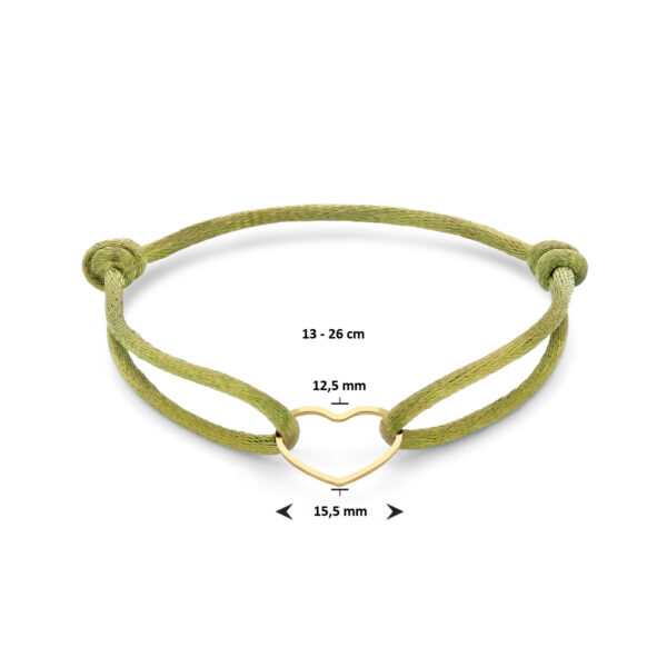 armband satijn hart 13 - 26 cm zilver verguld (met rubber/nylon/etc) - Afbeelding 3