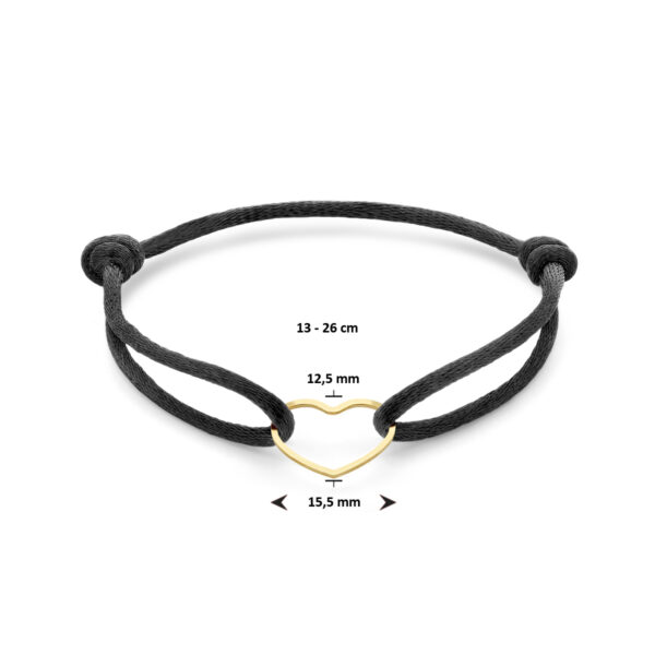 armband satijn hart 13 - 26 cm zilver verguld (met rubber/nylon/etc) - Afbeelding 3