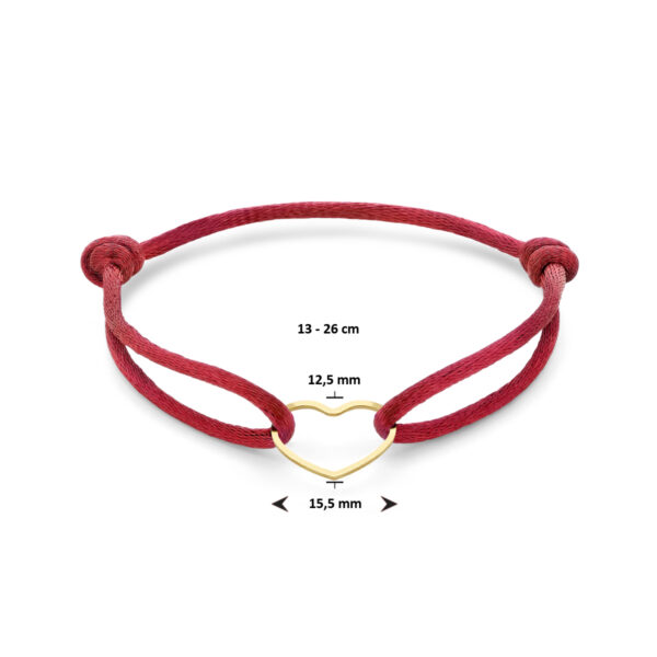armband satijn hart 13 - 26 cm zilver verguld (met rubber/nylon/etc) - Afbeelding 3