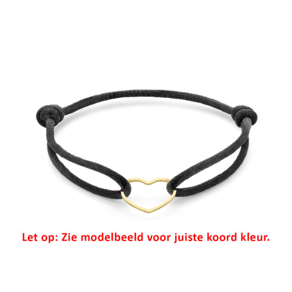 armband satijn hart 13 - 26 cm zilver verguld (met rubber/nylon/etc)