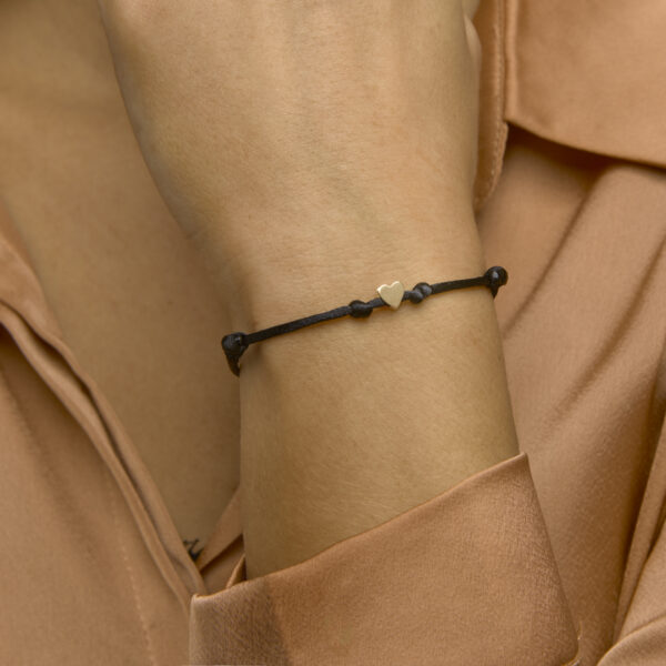 armband satijn hart 14K goud met rubber/nylon/leer - Afbeelding 2