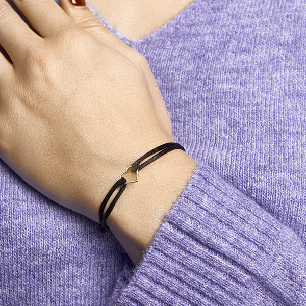 armband satijn hart 14K goud met rubber/nylon/leer - Afbeelding 2