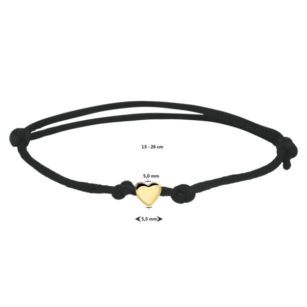 armband satijn hart 14K goud met rubber/nylon/leer - Afbeelding 3