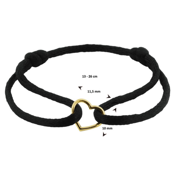 armband satijn hart 14K goud met rubber/nylon/leer - Afbeelding 3