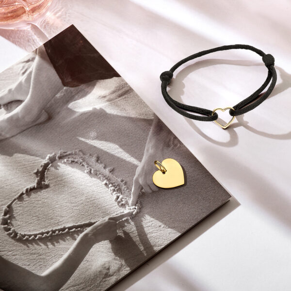 armband satijn hart 14K goud met rubber/nylon/leer - Afbeelding 4