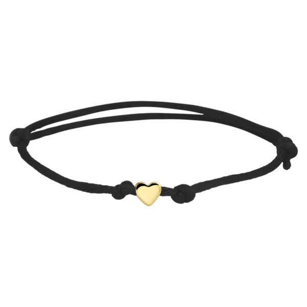 armband satijn hart 14K goud met rubber/nylon/leer