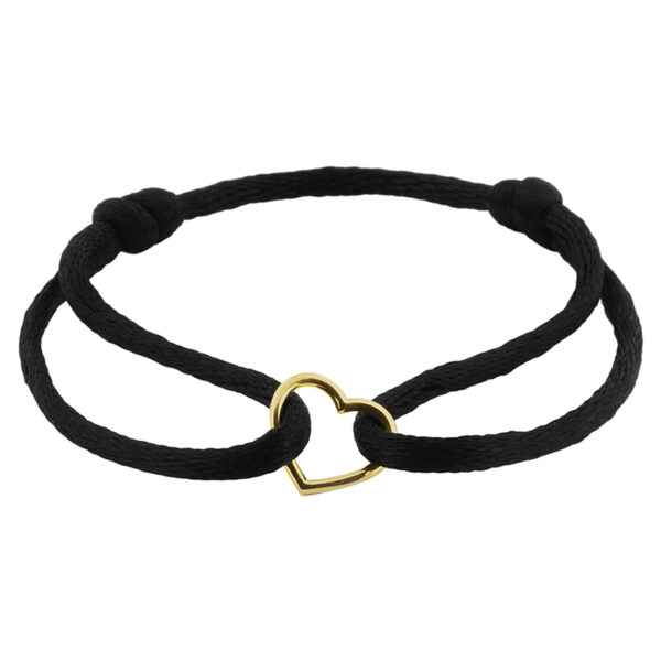 armband satijn hart 14K goud met rubber/nylon/leer