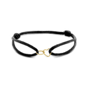 armband satijn hart en rondje gedraaid 14K goud met rubber/nylon/leer