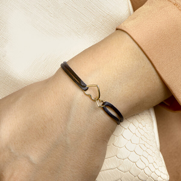 armband satijn hartjes 14K goud met rubber/nylon/leer - Afbeelding 2