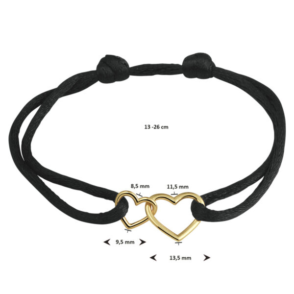 armband satijn hartjes 14K goud met rubber/nylon/leer - Afbeelding 3