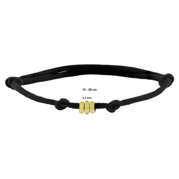 armband satijn (heren lengte) 14K goud met rubber/nylon/leer - Afbeelding 2