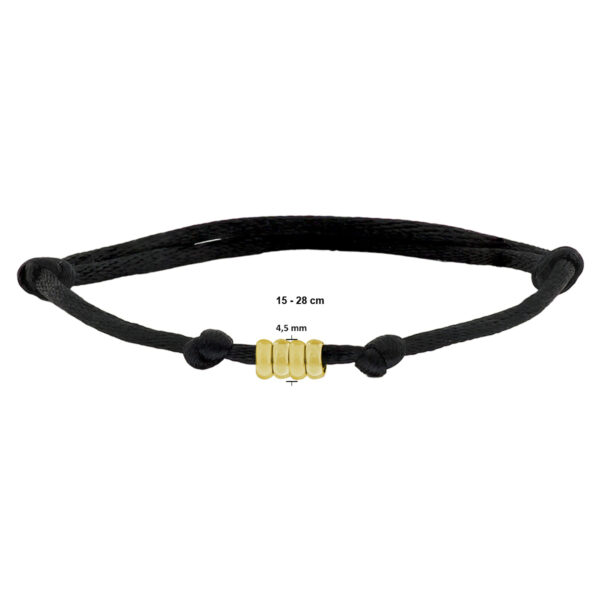 armband satijn (heren lengte) 14K goud met rubber/nylon/leer - Afbeelding 2