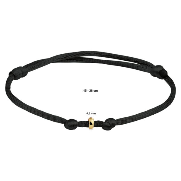 armband satijn (heren lengte) 14K goud met rubber/nylon/leer - Afbeelding 2