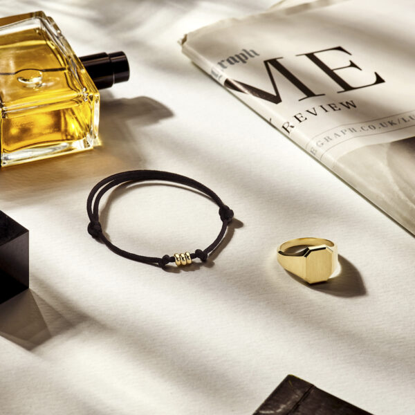 armband satijn (heren lengte) 14K goud met rubber/nylon/leer - Afbeelding 3