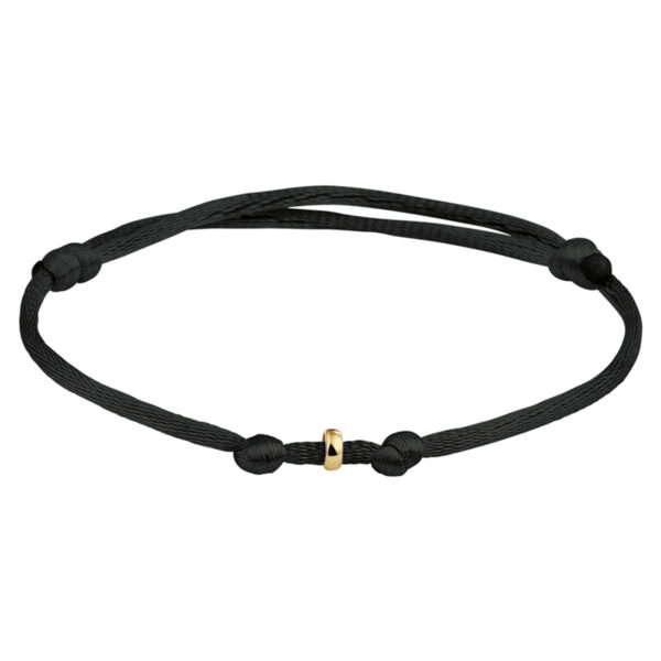 armband satijn (heren lengte) 14K goud met rubber/nylon/leer