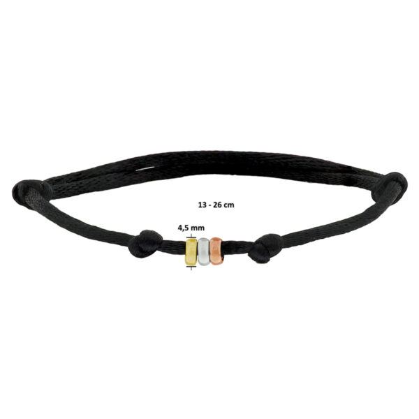 armband satijn tricolor 14K goud met rubber/nylon/leer - Afbeelding 3