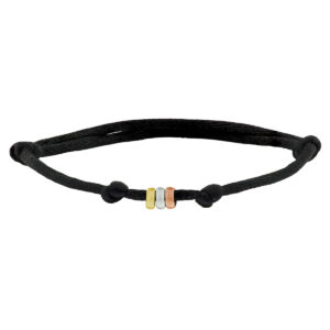 armband satijn tricolor 14K goud met rubber/nylon/leer