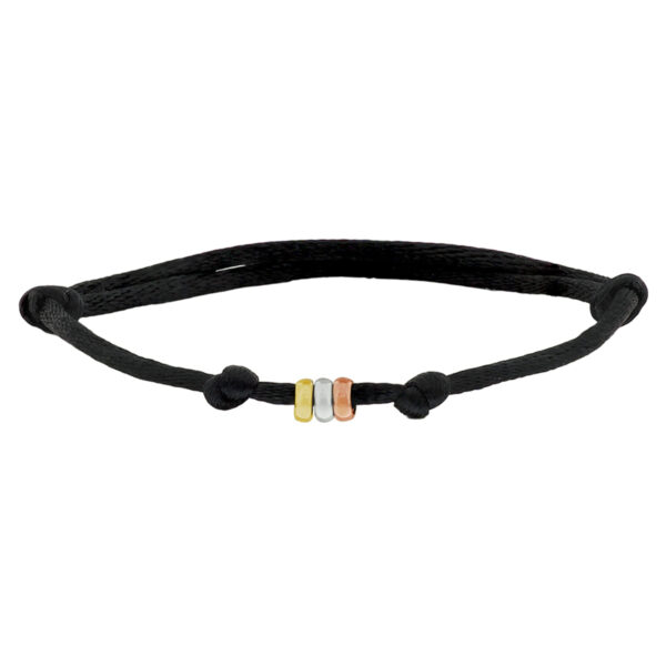armband satijn tricolor 14K goud met rubber/nylon/leer