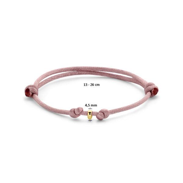 armband satijn zacht roze 13 - 26 cm 14K goud met rubber/nylon/leer - Afbeelding 3