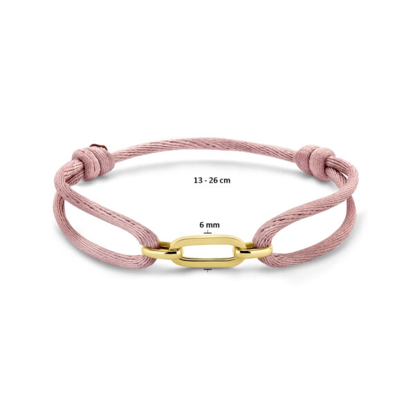 armband satijn zacht roze 13 - 26 cm 14K goud met rubber/nylon/leer - Afbeelding 3