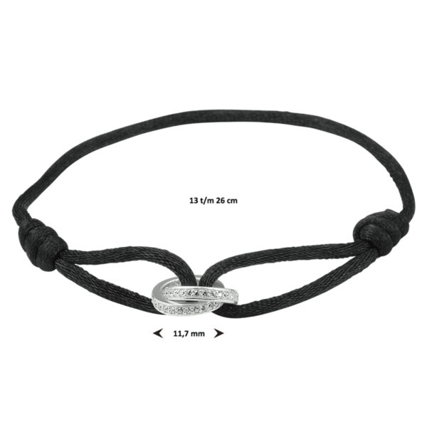 armband satijn zirkonia zilver gerhodineerd met rubber/nylon/leer - Afbeelding 3