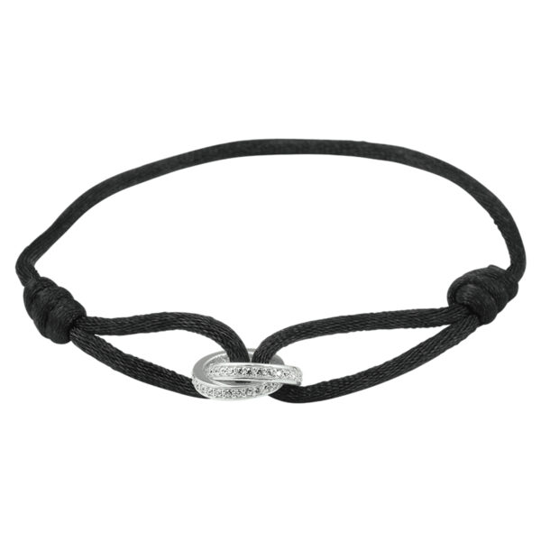 armband satijn zirkonia zilver gerhodineerd met rubber/nylon/leer