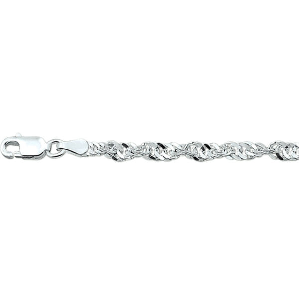 armband singapore 3,5 mm 19 cm zilver gerhodineerd