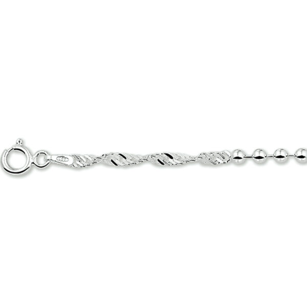 armband singapore en bolletjes 18 cm zilver gerhodineerd