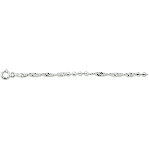 armband singapore en bolletjes 3,0 mm 18 cm zilver wit - Afbeelding 2