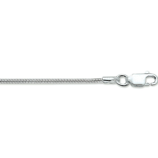 armband slang rond 1,6 mm 18 cm zilver gerhodineerd