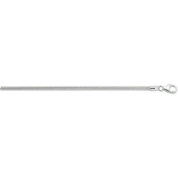 armband slang rond 2,4 mm 18,5 cm zilver wit - Afbeelding 2