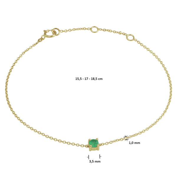 armband smaragd 15,5 - 17 - 18,5 cm 14K geelgoud - Afbeelding 4