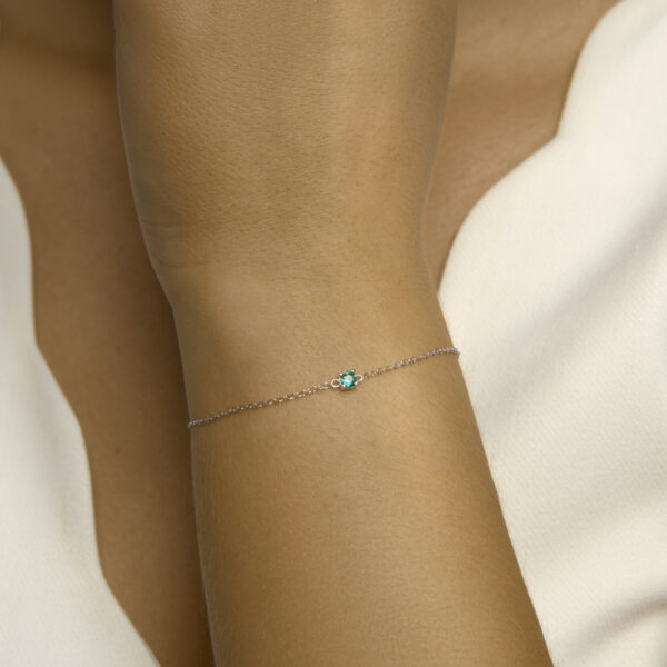 armband synth. nano groen 15,5 - 17 - 18,5 cm zilver gerhodineerd - Afbeelding 2