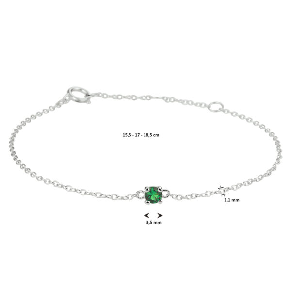 armband synth. nano groen 15,5 - 17 - 18,5 cm zilver gerhodineerd - Afbeelding 4