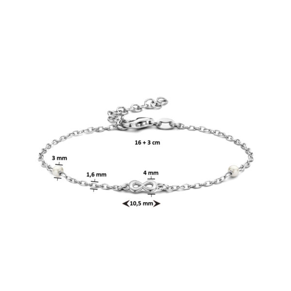 armband synth. parel en infinity 16 + 3 cm zilver gerhodineerd - Afbeelding 3