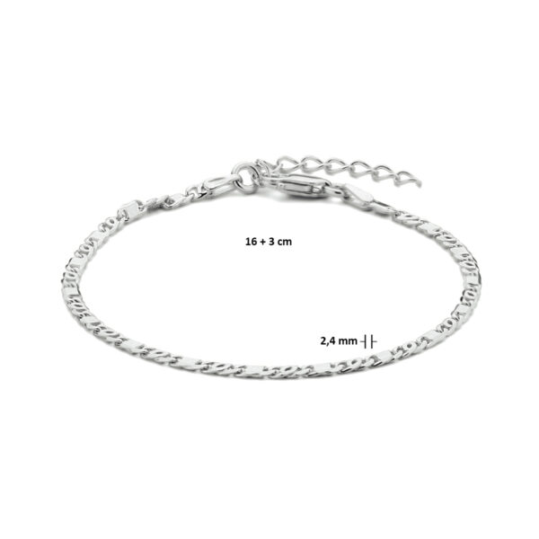 armband valkenoog met tussenstuk 2,4 mm 16 + 3 cm zilver gerhodineerd - Afbeelding 3