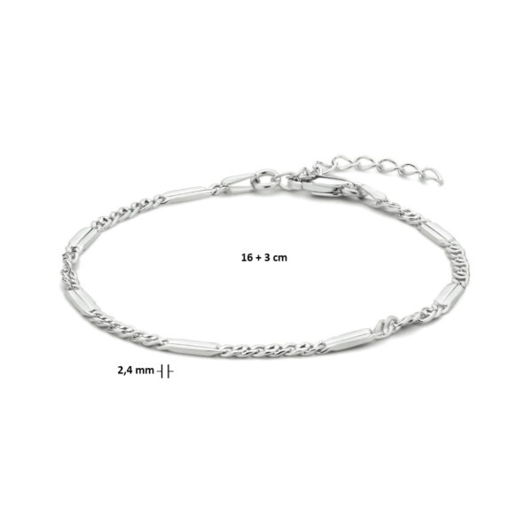armband valkenoog met tussenstuk 2,4 mm 16 + 3 cm zilver gerhodineerd - Afbeelding 3