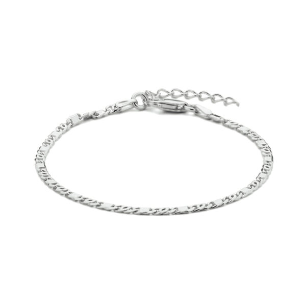 armband valkenoog met tussenstuk 2,4 mm 16 + 3 cm zilver gerhodineerd