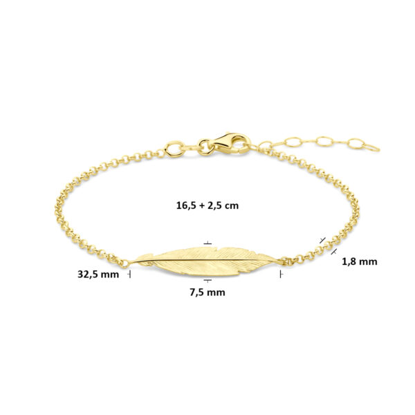 armband veer 16,5 + 2,5 cm 3 micron zilver verguld (geel) - Afbeelding 3