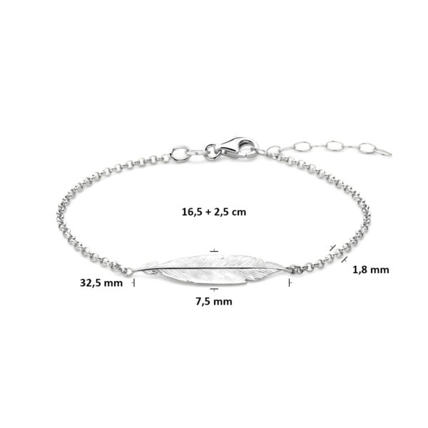 armband veer 16,5 + 2,5 cm zilver gerhodineerd - Afbeelding 3