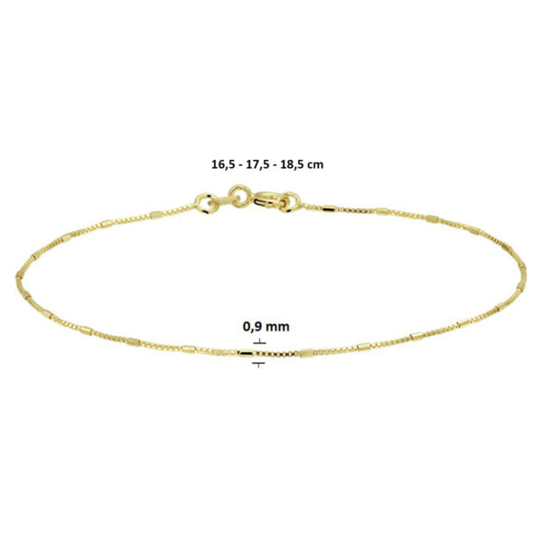 armband venetiaans en staafjes 0,9 mm 16,5 - 17,5 - 18,5 cm 14K geelgoud - Afbeelding 3